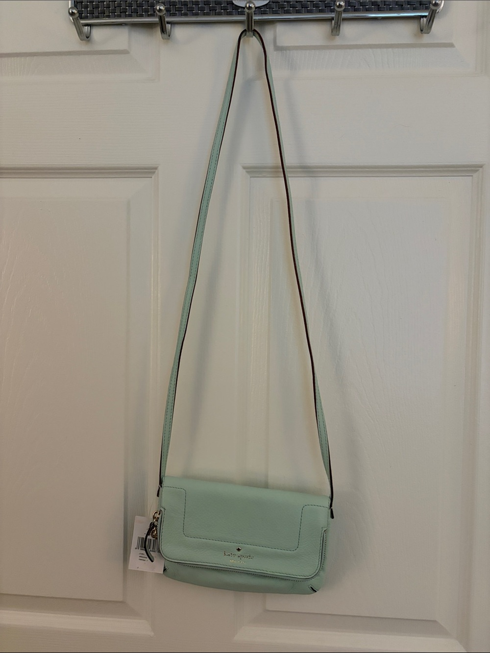 Kate Spade mint green leather crossbody with gold hardware